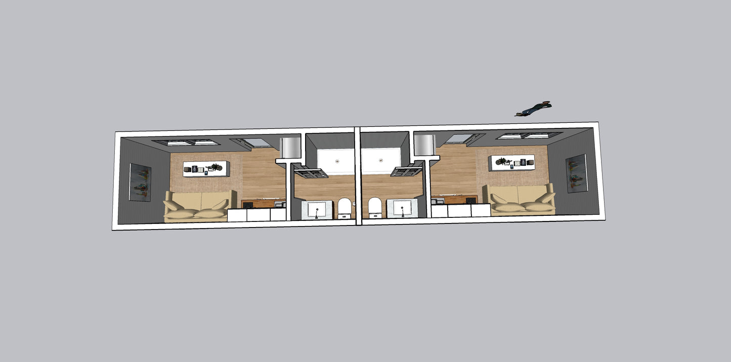 Duplex, 2 bedrooms, 320 sq ft