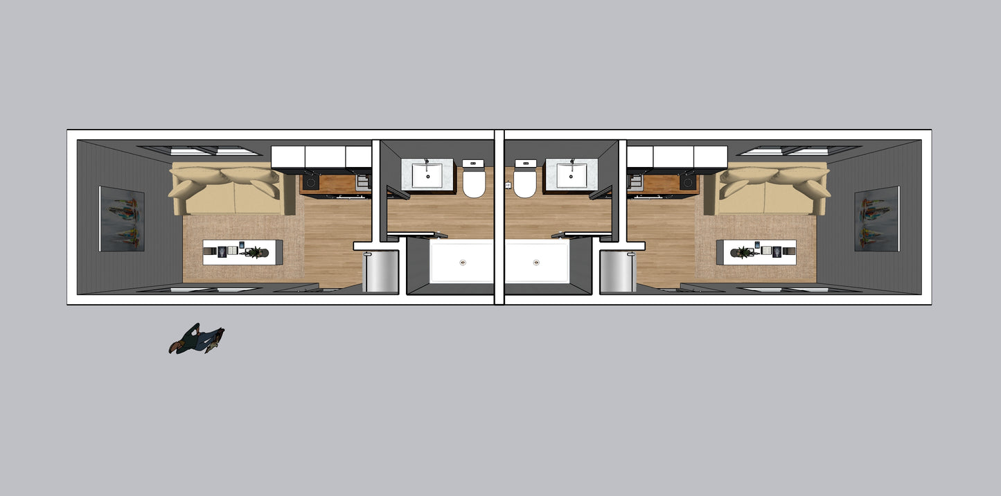 Duplex, 2 bedrooms, 320 sq ft
